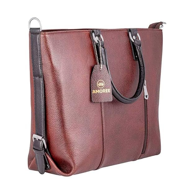 Leather Shoulder Laptop 3 Handle Bag for Women - Image 3
